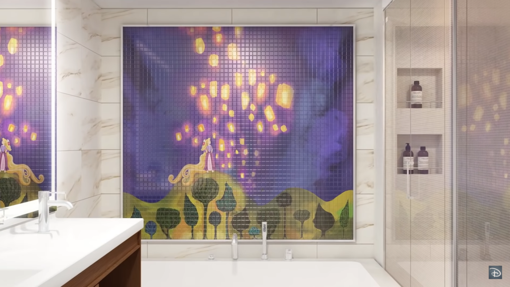 Salle de bain de la suite Raiponce sur le Disney Wish