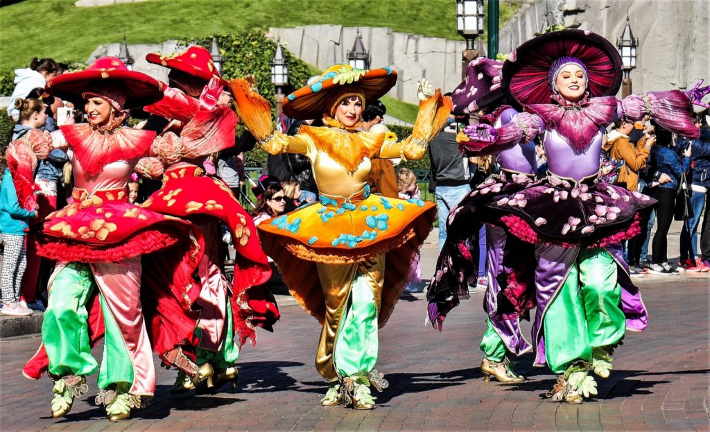 Dancers in costume during the vive la vie parade