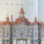 Plan de façade du Disneyland Hotel côté Fantasia Gardens