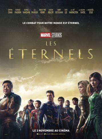 L'affiche du film Les éternels, avec les personnages.