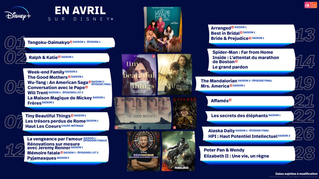 Programme avril - Disney Plus