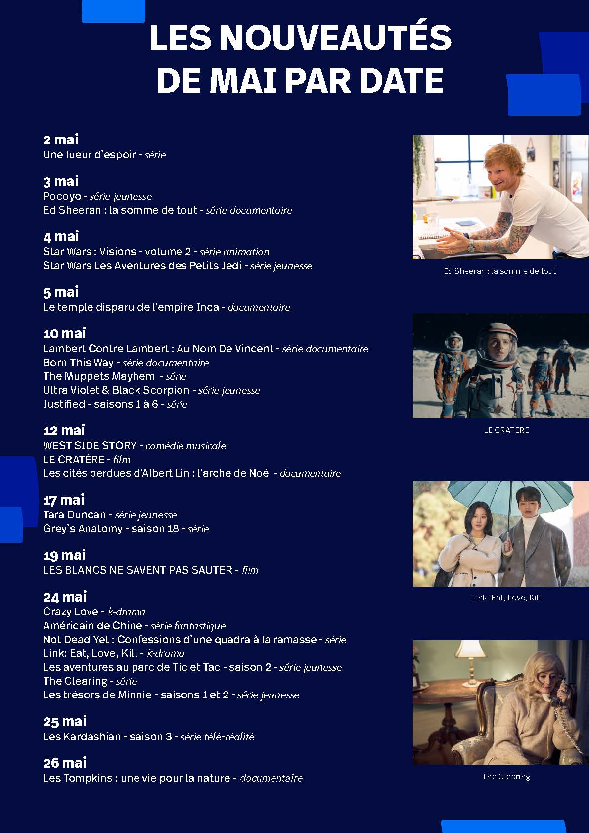 programme du mois de mai sur Disney Plus